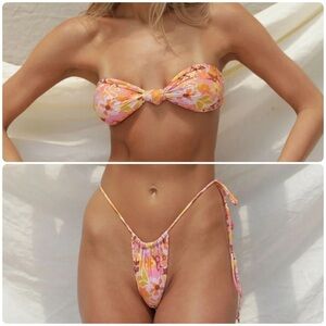 Stone Fox Swim Retro Pop Floral Bikini Set - Lele Top and Cheeky Bottoms L/XL